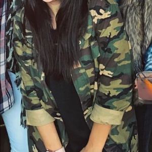 Camo zip up jacket with gold detail